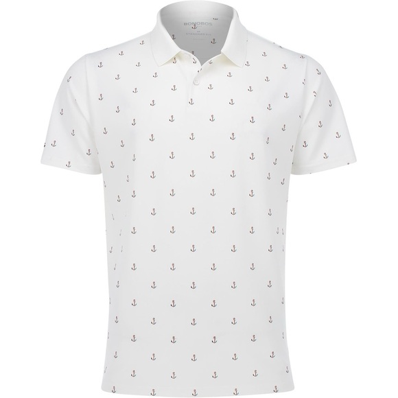Bonobos Other - Bonobos White Slim Fit Golf Polo with Anchor Pattern
